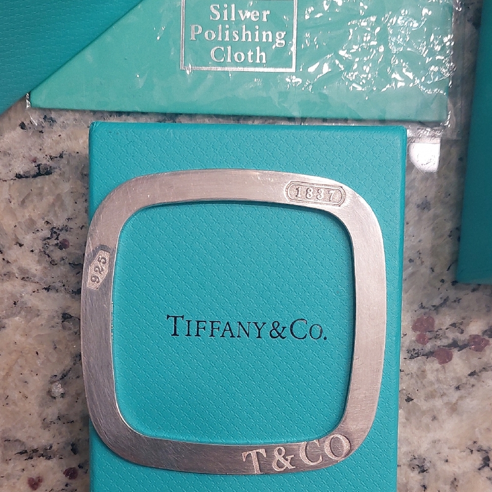 Tiffany & Co. Sterling Silver 1837 Flat bracelet bangle.